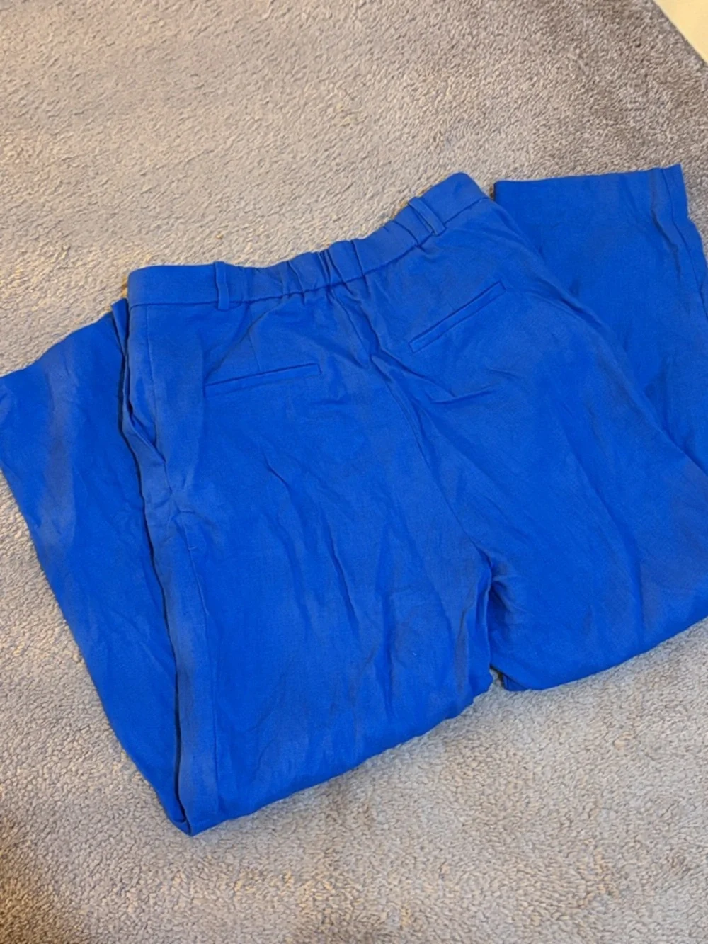 MNG Linen Trousers in Cobalt Blue